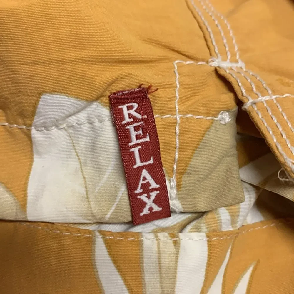 Tommy Bahama Relax Men's Gold Blue Tropical Print Drawstring Swim Trunks Sz XXL